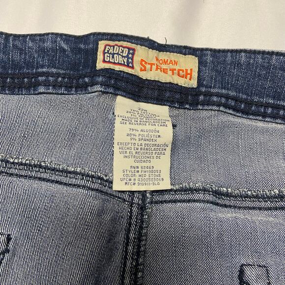 Faded Glory Jeans Stretch Med Stone Dark Blue Bling Pocket Plus Size 22W - Picture 10 of 12